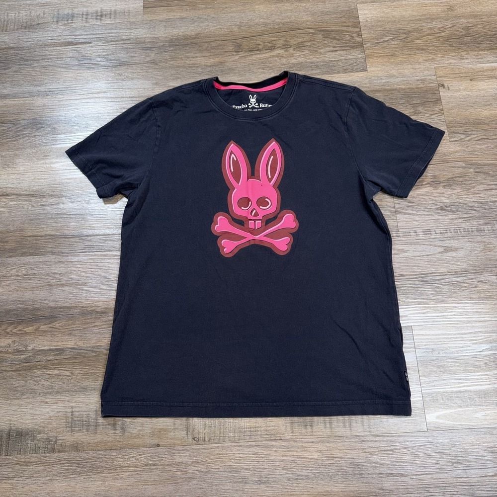 Psycho Bunny Shirt Mens Medium (5) Short Sleeve Navy Hyde Bunny Graphic